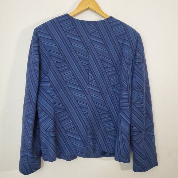 JM Studio by John Meyer Jacket 16 Blue Striped Full Zip Business Classic Modest - Picture 6 of 8